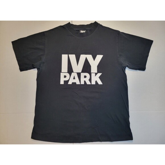 Oversized Ivy‎ Park Spell Out Script Logo Shirt Black White Mens Size Small - Picture 1 of 5